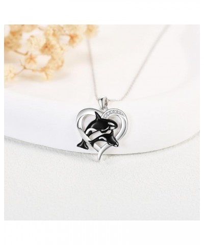 Orca/Opossum Necklace Sterling Silver Orca Killer Whale Mother Daughter Orca Jewelry Gifts for Women Girls Orca $20.34 Necklaces