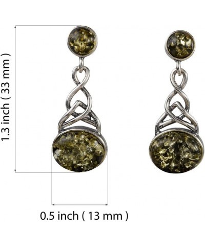 Amber Earrings - Baltic Green Amber Post Back Dangling Earrings "Anneke" - Sterling Silver Jewelry Collection $21.49 Earrings