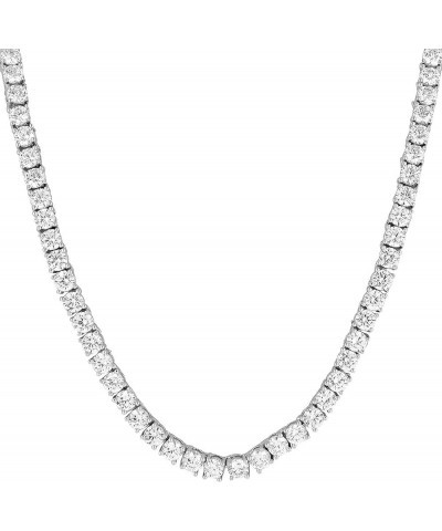 Unisex 1 Row Tennis Necklace/Bracelet Silver Finish Lab Created Diamonds 4MM Iced Out Solitaires Tennis Chain 16-30 inches Br...