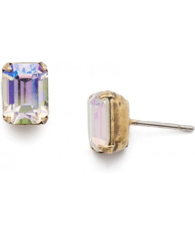 Essentials Mini Emerald Cut Stud Earrings Crystal Aurora Borealis Antique Gold-Tone $21.41 Earrings