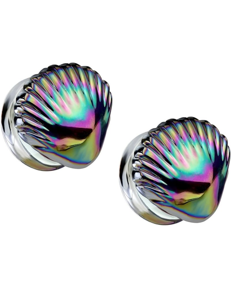 Iridescent Rainbow Shell Glass Double Flared Plugs, Sold As Pair 19mm (3/4") $10.34 Body Jewelry