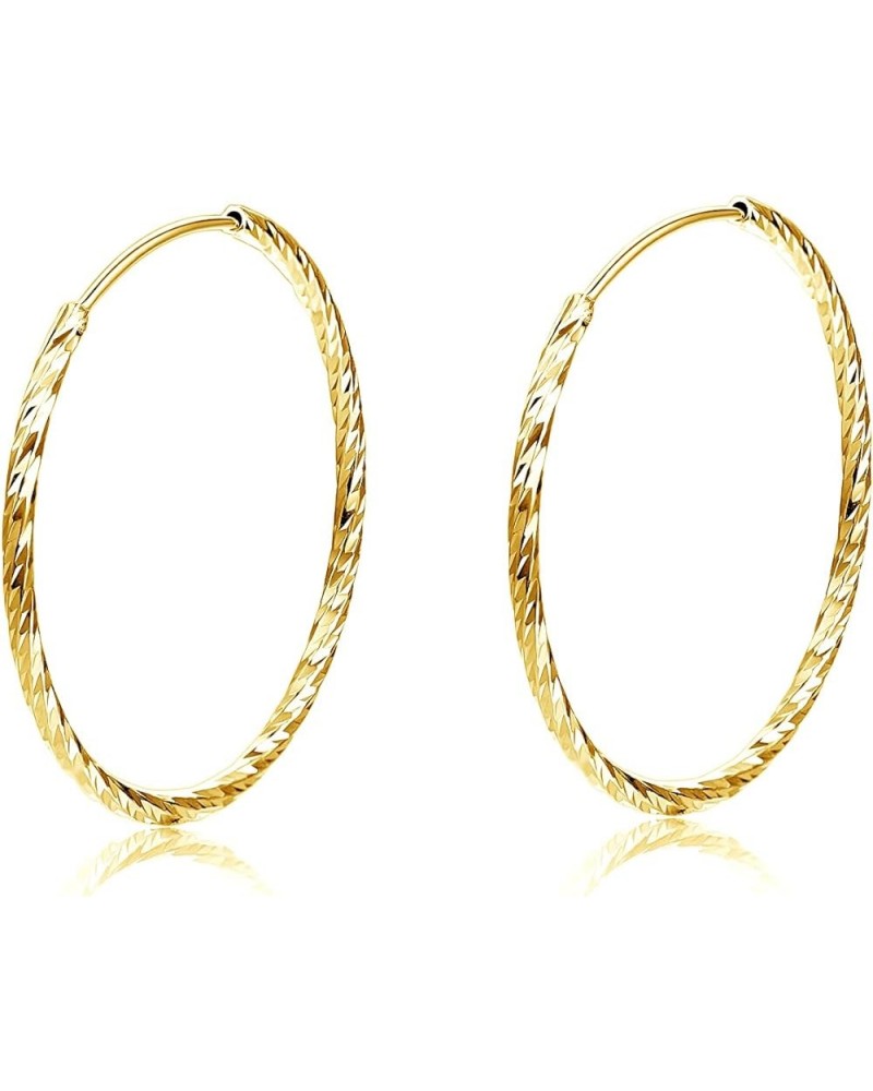 Endless Hoop 34mm Earrings 925 Sterling Silver Lightweight Clip-on Round Diamond-Cut Earrings Birthday Jewelry Gifts for Wome...