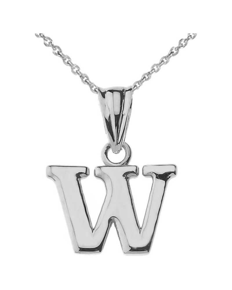 14K White Gold Fine Dangling Initial A-Z Charm Pendant with Rolo Chain - Your Choice of Chain Lengths 16.0 Inches W $94.59 Ne...