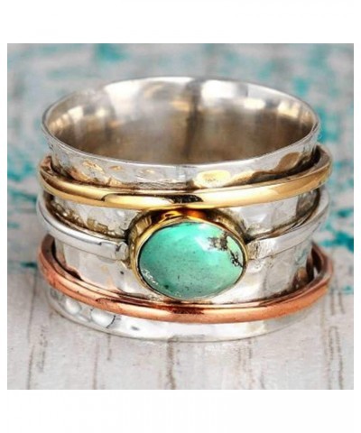 Silver Gold Pated Huge Size Created Turquoise Cocktail Party Wedding Band Anniversary Statement Ring $7.66 Rings