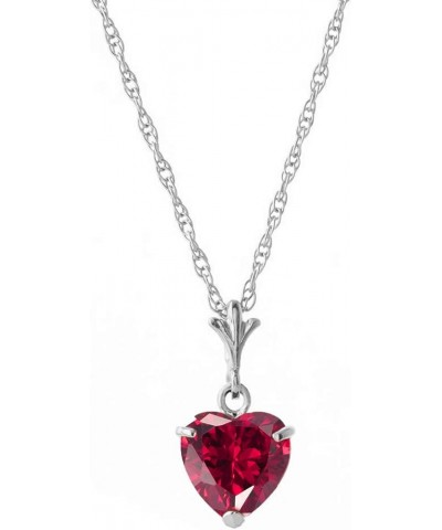 14k Solid White Gold Necklace Heart-Shaped Ruby Handcrafted Fine Jewelry Solid Gold Genuine Gemstone. Anniversary Birthday Mo...