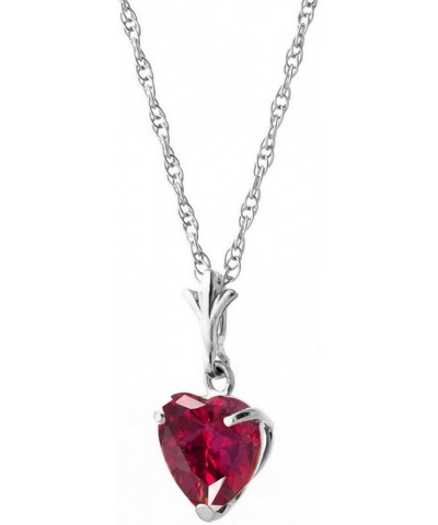 14k Solid White Gold Necklace Heart-Shaped Ruby Handcrafted Fine Jewelry Solid Gold Genuine Gemstone. Anniversary Birthday Mo...