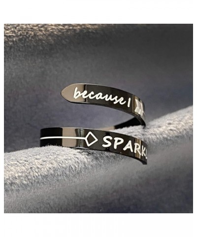 Opening Black Keep Going ring Stainless Steel Adjustable Never give up Jewelry Inspirational Opening Stacking Cute Hiphop Ban...