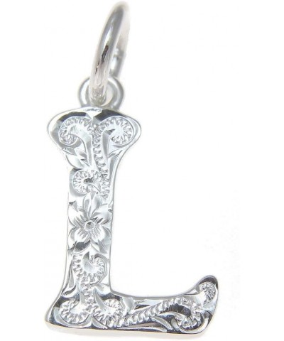 925 sterling silver Hawaiian plumeria scroll initial letter A to Z pendant L $20.39 Necklaces