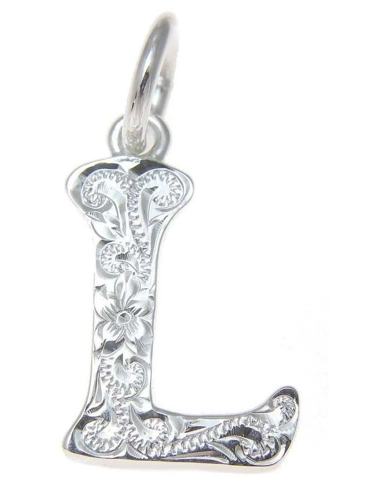 925 sterling silver Hawaiian plumeria scroll initial letter A to Z pendant L $20.39 Necklaces