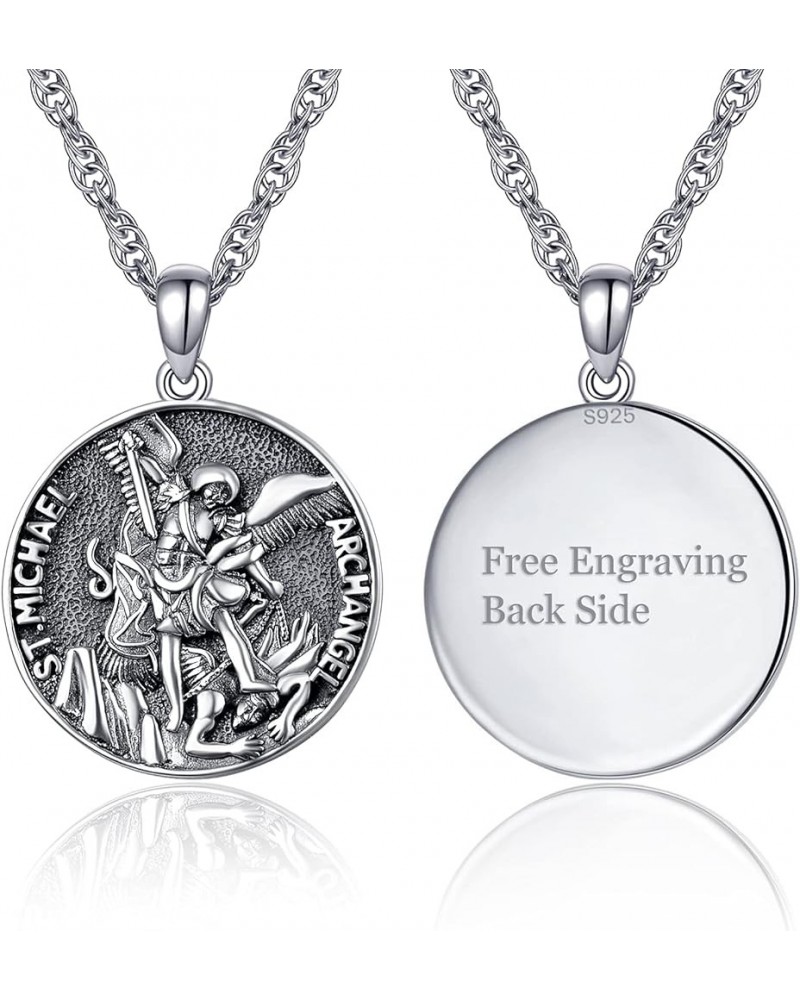 925 Sterling Silver Necklace for Men Women Jewelry Gift with Gift Box St Micheal-Personized $20.90 Necklaces