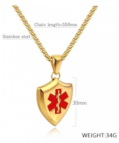 Stainless Steel Medical Alert EMT Charm Emergency Medical Technician Star of Life Pendant Necklace B: EMT Shield Necklace Bla...