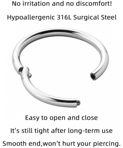 Surgical Steel Hinged Nose Rings Hoop 20G 18G 16G 14G,6mm 7mm 8mm 9mm 10mm 12mm 14mm, Black Silver Gold,Clicker Septum Helix ...