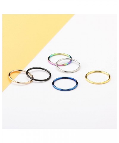 Surgical Steel Hinged Nose Rings Hoop 20G 18G 16G 14G,6mm 7mm 8mm 9mm 10mm 12mm 14mm, Black Silver Gold,Clicker Septum Helix ...