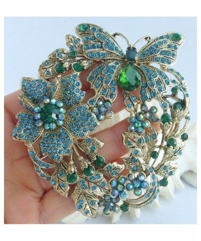 Art Style 3.54" Butterfly Flower Brooch Pin Pendant Rhinestone Crystal Animal brooches Large Brooch for Women BZ4489 Gold-Ton...