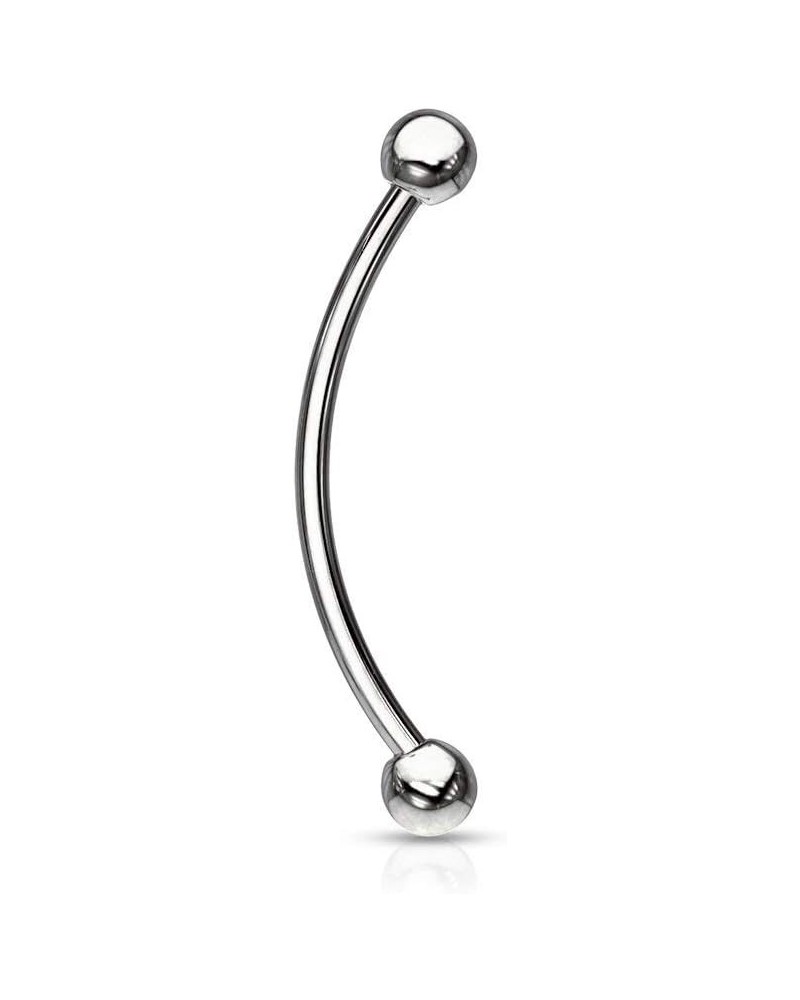 16g 12-16mm Surgical Steel Curved Barbell with Solid Ends for Snake Eyes Tongue Piercing 16 Millimeters Silver Tone $7.83 Bod...