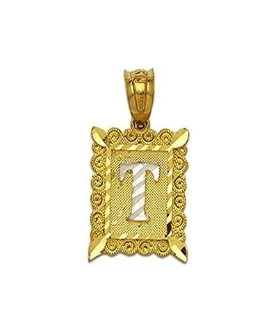 10K Two Tone Medium Block Initial Charm Pendant (A - Z) T $33.48 Pendants