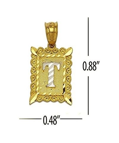 10K Two Tone Medium Block Initial Charm Pendant (A - Z) T $33.48 Pendants