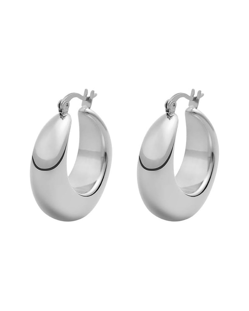 Chunky Large Thick Rounded Tube Hoop Earrings Silver 28.0 Millimeters $13.50 Earrings