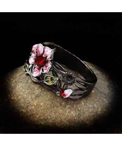 Punk Gothic Vintage Rings for Girls Boys Pink Ring for Women Ring Pink Ring Chunky Statement Hollow Bohemian Boho Vintage Blo...