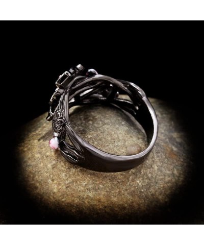 Punk Gothic Vintage Rings for Girls Boys Pink Ring for Women Ring Pink Ring Chunky Statement Hollow Bohemian Boho Vintage Blo...