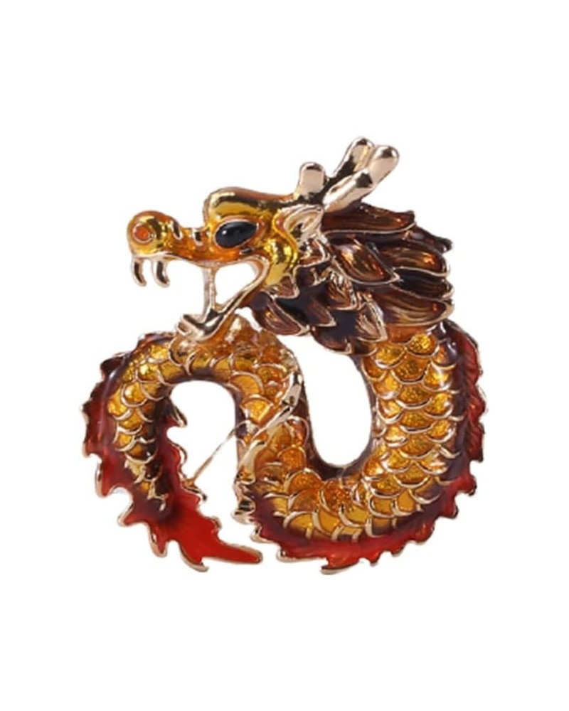 Dragon Brooch Pin Vintage 12 Zodiac Dragon Totem Brooch Lapel Pin for Women Men Fashion Scarf Collar Pin Corsage Jewelry Gold...