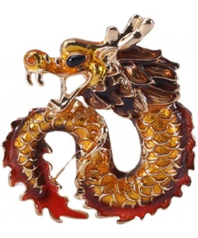 Dragon Brooch Pin Vintage 12 Zodiac Dragon Totem Brooch Lapel Pin for Women Men Fashion Scarf Collar Pin Corsage Jewelry Gold...