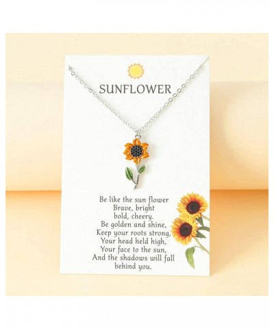 Sunflower Flower Daisy Pendant Necklace for Women Girl Teen Friend Adjustable Link Chain Love Heart Geometric Round Circle Cl...