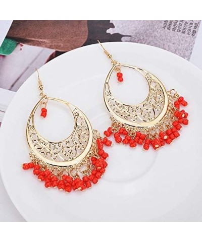 Bohemian Coin Dsic Tassel Chandelier Earrings Dangle Filigree Colorful Ethnic Gypsy Sequins Beads Hoop for Women Girls Charms...