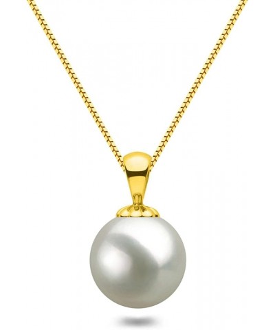 White Japanese AAAA 6-13.5mm Freshwater Cultured Pearl Pendant Necklace 16"/18" Solitaire Necklace Pendant 18.0 Inches 12.0-1...