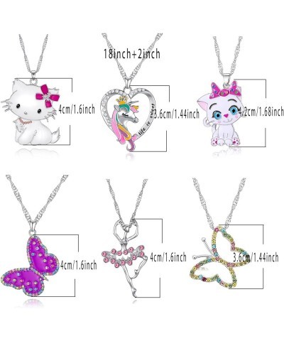 3/6 Pcs Cute Necklaces for Teen Girls - Adorable Pastel Crystal Necklace for Little Girls - Unicorn Gifts for Girls - Fairy G...