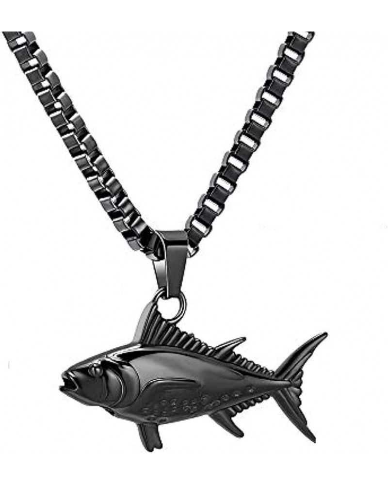 Fish Stainless Steel Cremation Jewelry for Ashes Urn Necklaces Keepsake Memorial Lockets Pendants for Human Ashes Black1 $11....