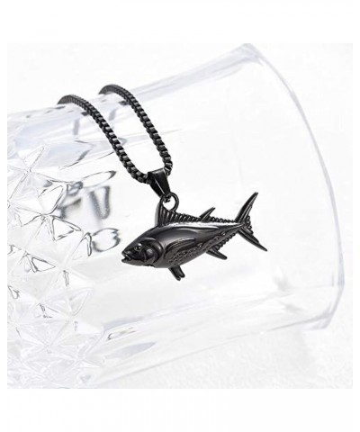 Fish Stainless Steel Cremation Jewelry for Ashes Urn Necklaces Keepsake Memorial Lockets Pendants for Human Ashes Black1 $11....