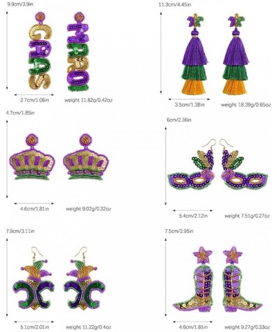 Handmade Beaded Mardi Gras Mask Crown Boots Earrings Glitter Carnival Holiday Party Jewelry boot $6.13 Earrings