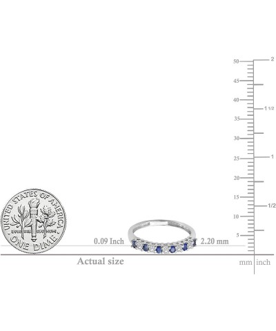 Alternate Round Blue Sapphire & White Diamond Stackable Wedding Band in 10K Gold 5.5 White Gold $135.12 Bracelets