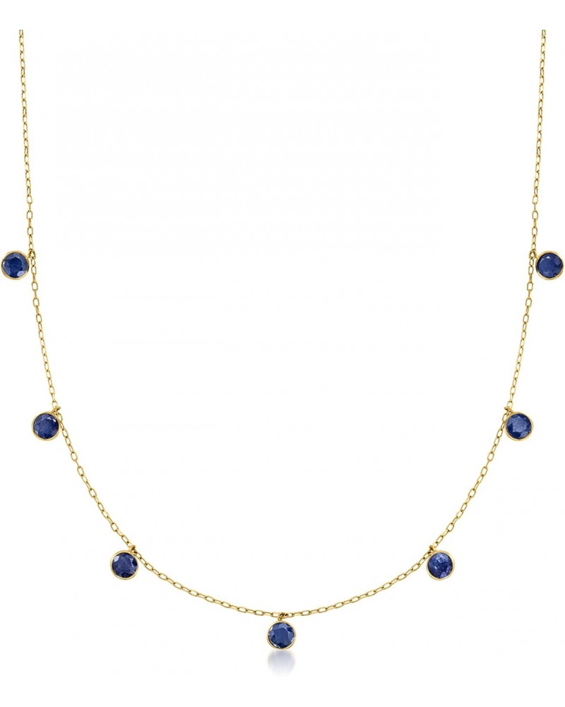 RS Pure 1.40 ct. t.w. Bezel-Set Sapphire Station Necklace in 14kt Yellow Gold. 16 inches $142.20 Necklaces