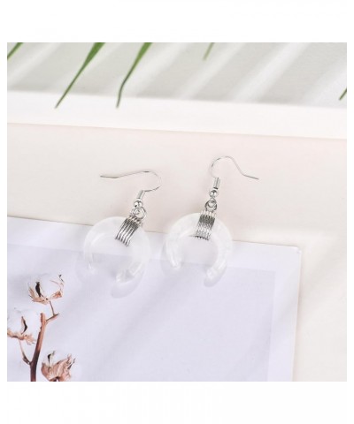 Crescent Moon Earrings Natural Stone Crystal Crescent Half Moon Dangle Earring for Women Fashion Statement Jewelry Gift White...