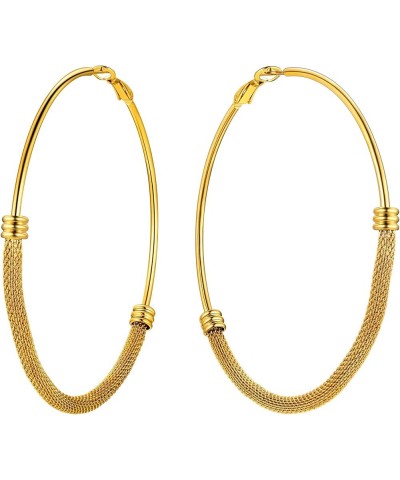 Chunky Hoop Earrings for Women, 30/40/60/80mm Stainless Steel Hoops, Gold Hoop Earrings, Simple & Polished Thick Ear Jewelry,...