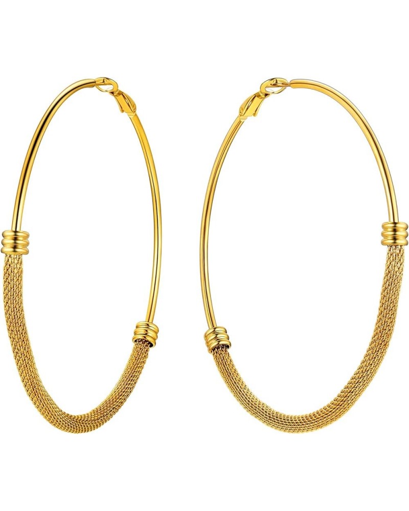 Chunky Hoop Earrings for Women, 30/40/60/80mm Stainless Steel Hoops, Gold Hoop Earrings, Simple & Polished Thick Ear Jewelry,...