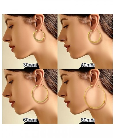 Chunky Hoop Earrings for Women, 30/40/60/80mm Stainless Steel Hoops, Gold Hoop Earrings, Simple & Polished Thick Ear Jewelry,...