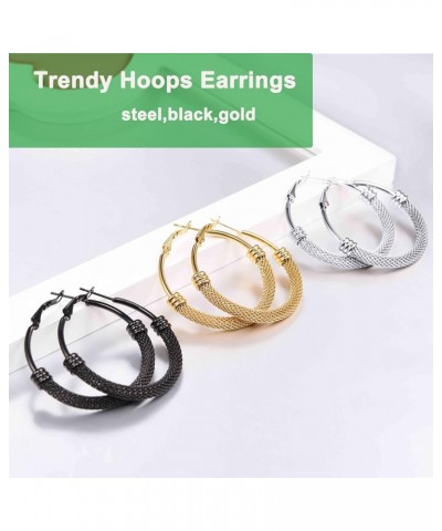 Chunky Hoop Earrings for Women, 30/40/60/80mm Stainless Steel Hoops, Gold Hoop Earrings, Simple & Polished Thick Ear Jewelry,...