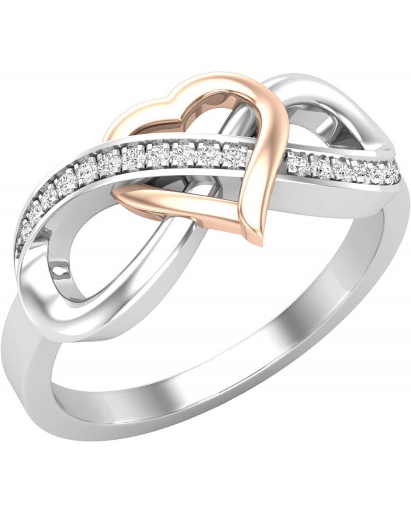 Round White Diamond Infinity Interlock Heart Engagement Ring for Women (0.08 ctw, Color I-J, Clarity I2-I3) in Rose Gold Plat...