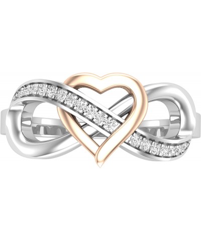 Round White Diamond Infinity Interlock Heart Engagement Ring for Women (0.08 ctw, Color I-J, Clarity I2-I3) in Rose Gold Plat...