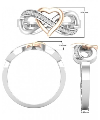 Round White Diamond Infinity Interlock Heart Engagement Ring for Women (0.08 ctw, Color I-J, Clarity I2-I3) in Rose Gold Plat...