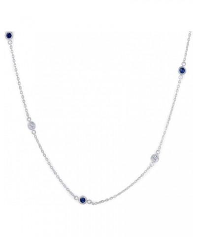 1/2 Ct tw Genuine Blue Sapphire & Diamond By The Inch 18" Necklace $174.60 Necklaces