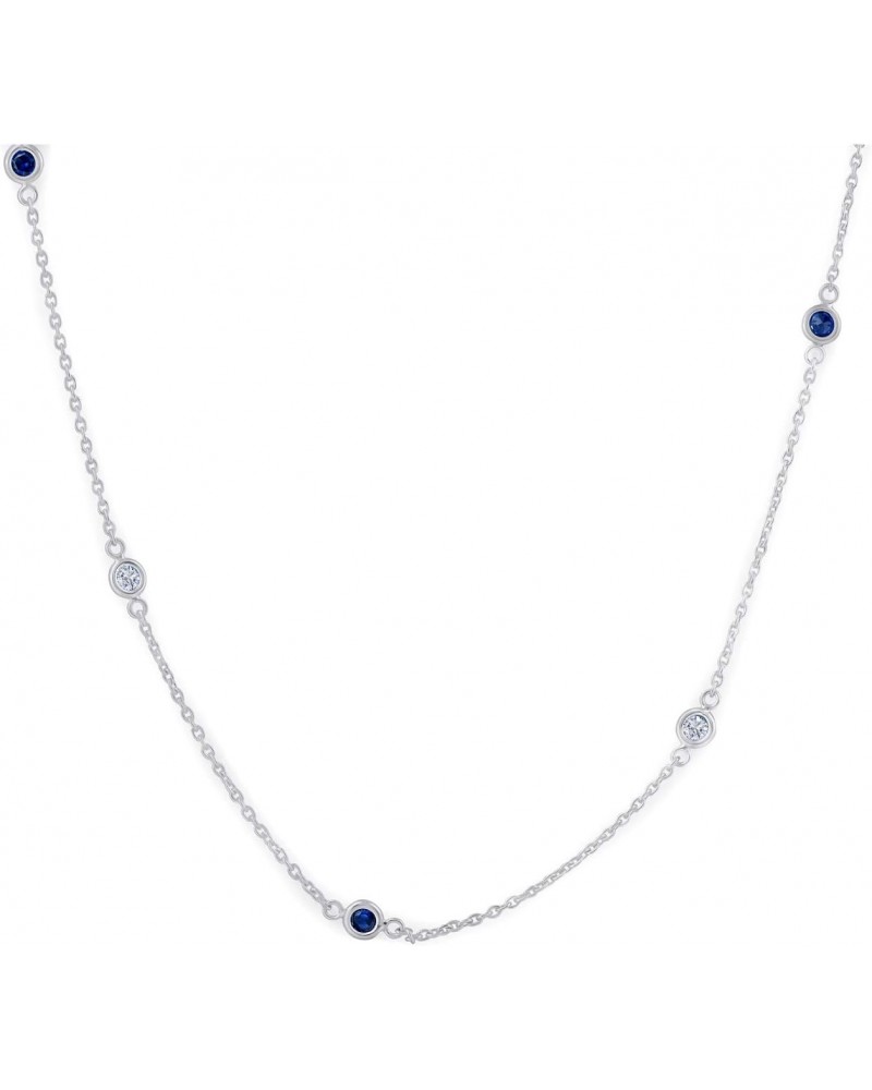 1/2 Ct tw Genuine Blue Sapphire & Diamond By The Inch 18" Necklace $174.60 Necklaces