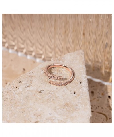 14K Gold Plated Cubic Zirconia Open Twist Eternity Band for Women 10 Rose Gold $12.83 Rings