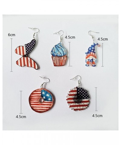 Independence Day Earrings Patriotic Acrylic Sunflower Butterfly Gnome Dangle Drop Earring 4th of July American Flags Pattern ...