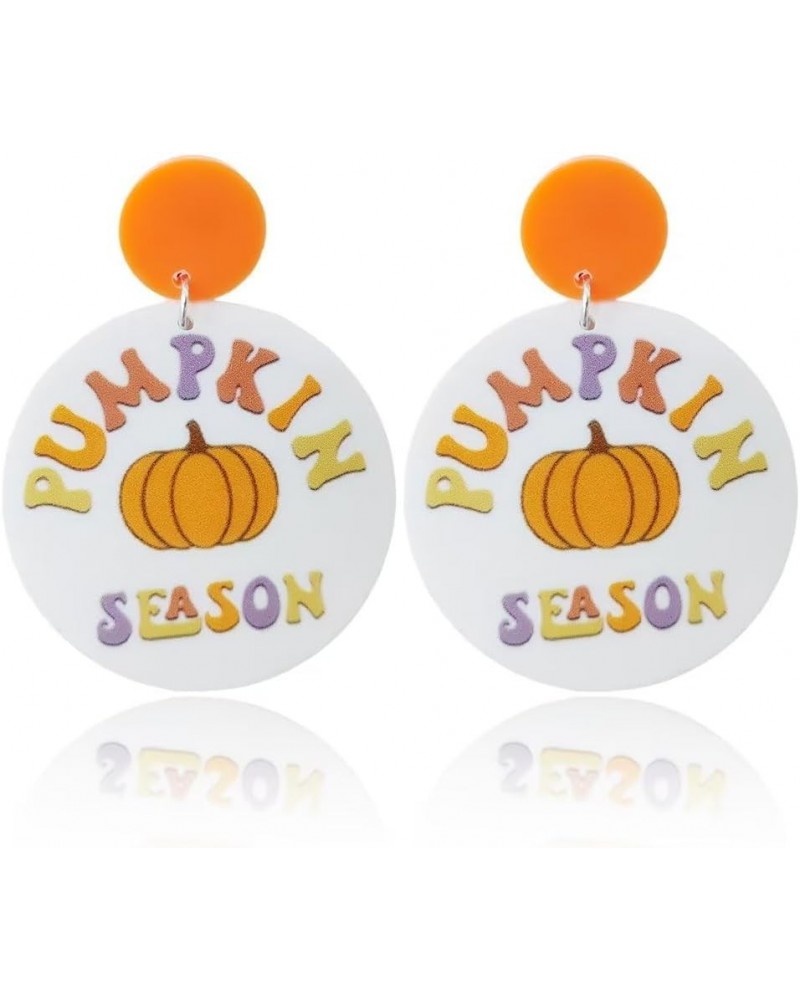 Thanksgiving Pumpkin Earrings Fall Bat Lightning Earrings Halloween Orange Earrings Acrylic Earrings One Size Pumpkin $4.07 E...