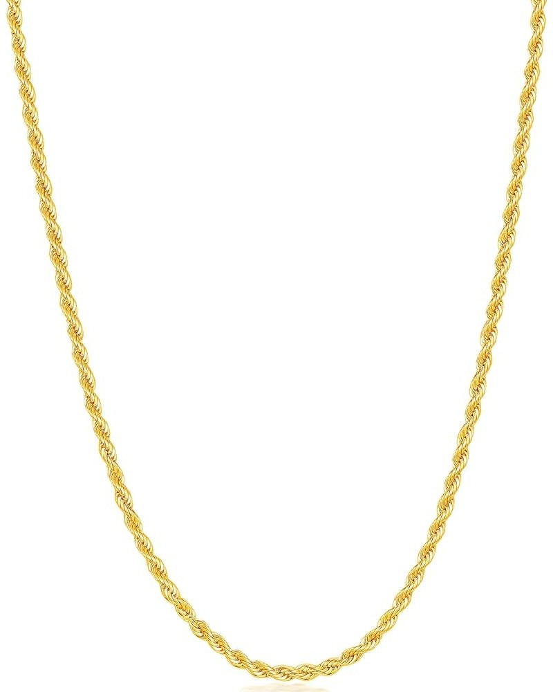 Gold Plated Rope Chain for Men, 18K Gold Plated Mens Chain Necklace, Stainless Steel Chain Necklacefor Men Women and Boys 2mm...