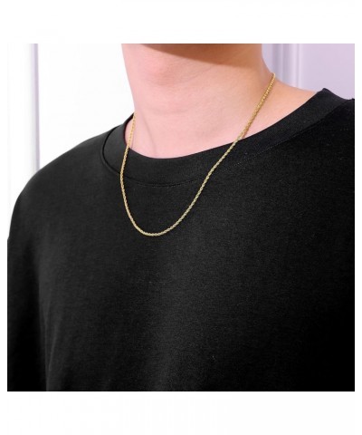 Gold Plated Rope Chain for Men, 18K Gold Plated Mens Chain Necklace, Stainless Steel Chain Necklacefor Men Women and Boys 2mm...